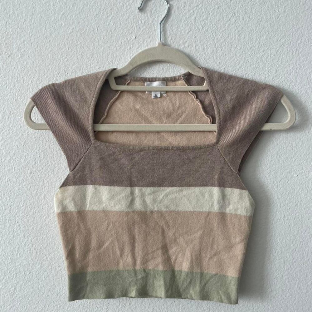 Le Elis Boutique Cropped Tee Women's S Fitted Stripe Chic Casual Every Day
